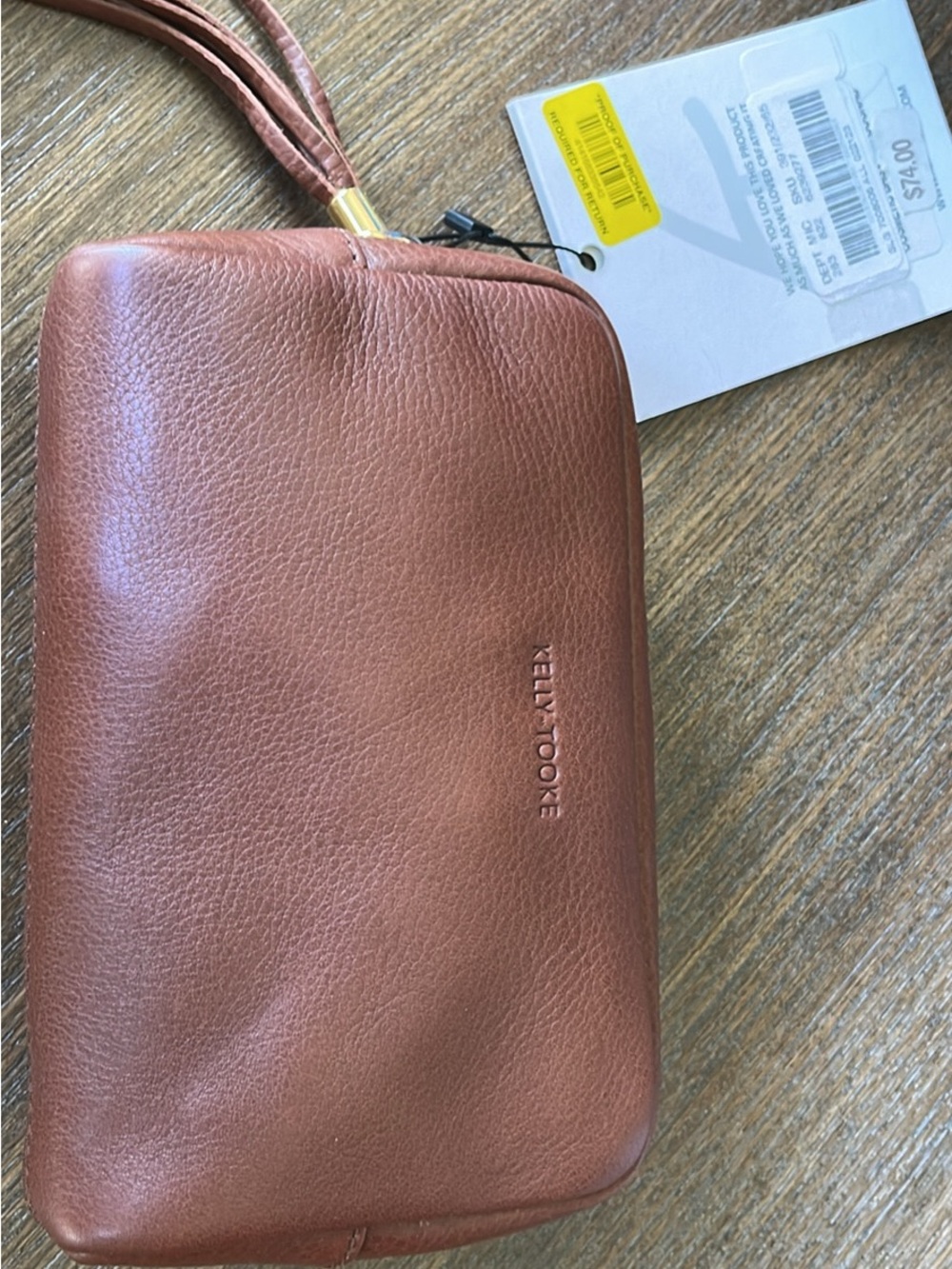 NEW Kelly Tooke Cosmetic Bag in Cognac - Picture 2 of 4